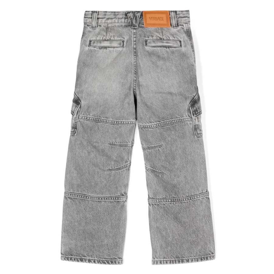 Young Versace Kids Logo Patch Panelled Straight-leg Cargo Jeans