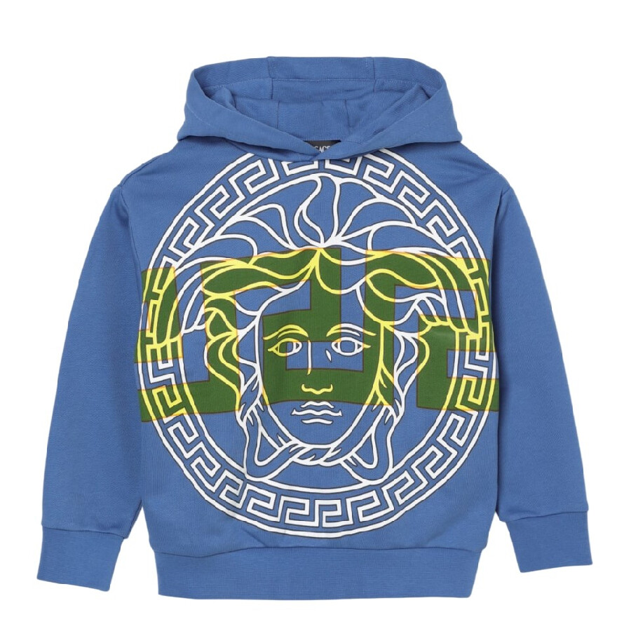 Kids Medusa Big Greca Hoodie, Size 12Y