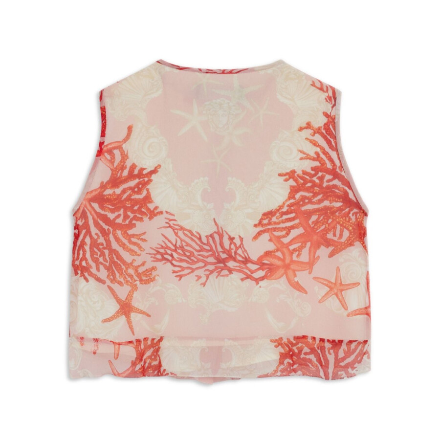 Young Versace Kids Medusa Head-motif Round Neck Silk Shirt In Pink/white