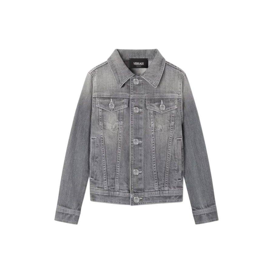 Young Versace Kids Pointed Collar Denim Jacket