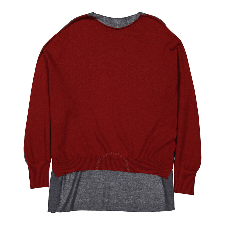 Y's Two-tone Wool Blend Fine-knit Jumper In Red