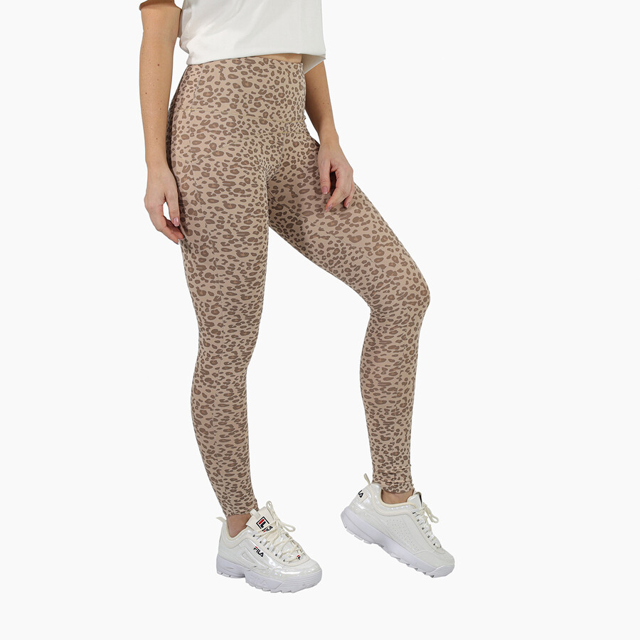 Shop Yuj Ladies Leopard Print Original Leggings In Silver Tone/beige