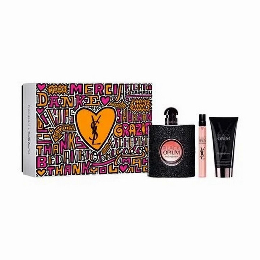 Saint Laurent Yves  Ladies Black Opium Gift Set Fragrances 3614273956642 In Transparent