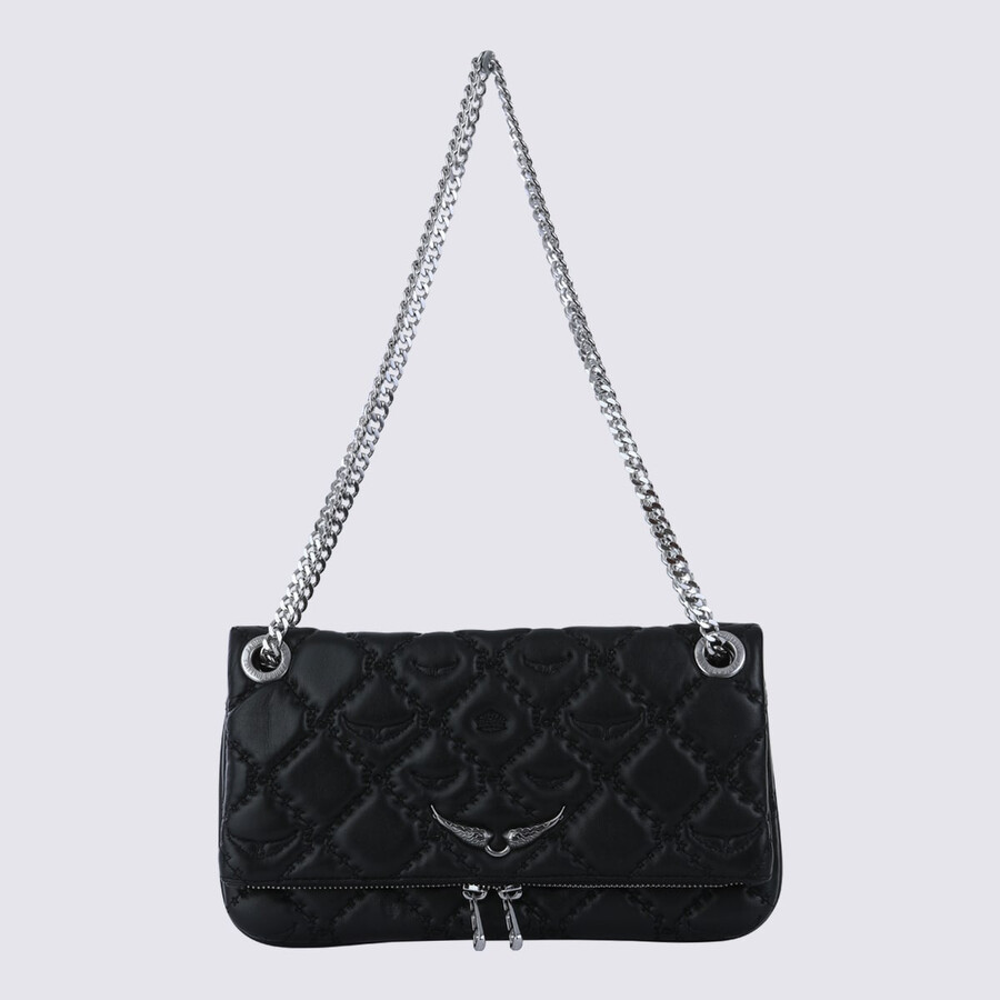 Zadig & Voltaire Black Leather Rock Ii Shoulder Bag In Black