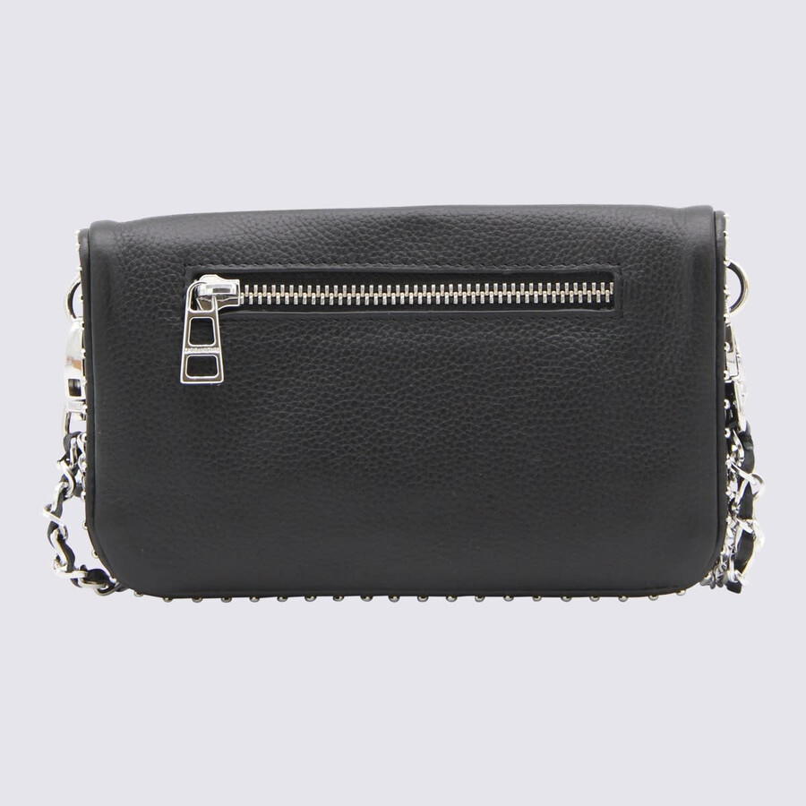 Zadig & Voltaire Chain Strap Metal Embellishment Studded Flap In Black
