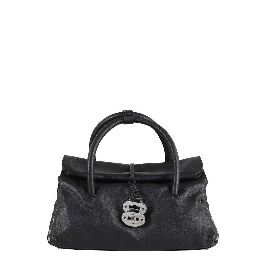 Zanellato Dotta Small Black Leather Bag In Black