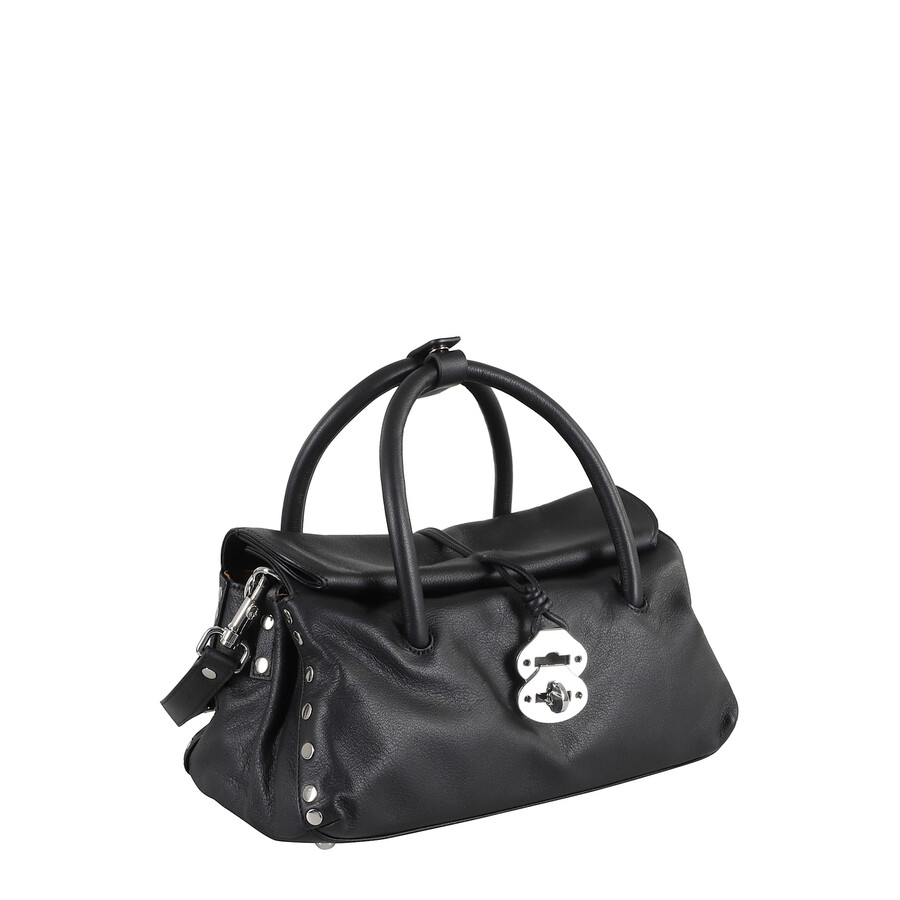 Zanellato Dotta Small Black Leather Bag In Black