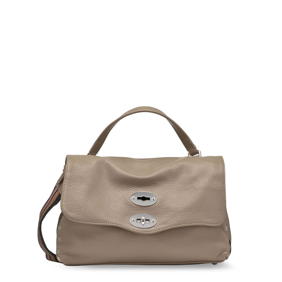 Zanellato Postina S Leather Crossbody Bag With Double Shoulder Strap In Gray