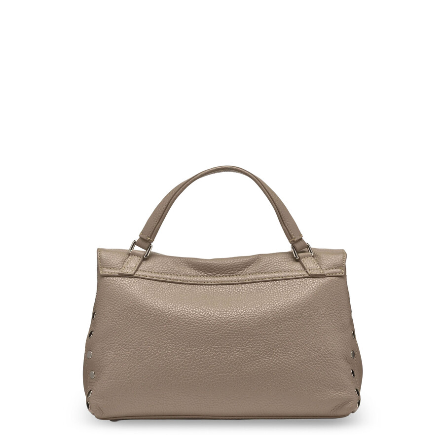 Zanellato Postina S Leather Crossbody Bag With Double Shoulder Strap In Gray