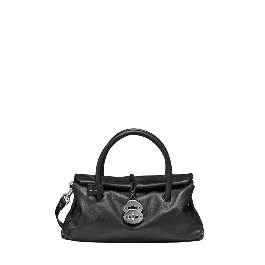 Zanellato Small Saeta Handmade Leather Handbag In Black