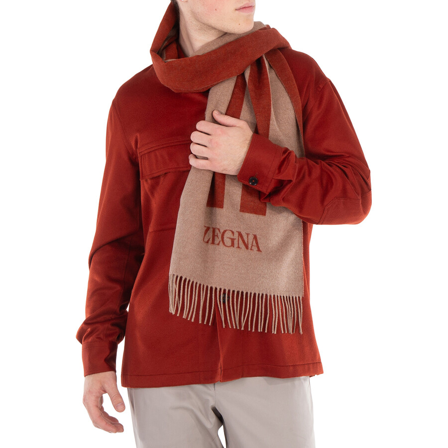 Logo Intarsia Fringed Scarf