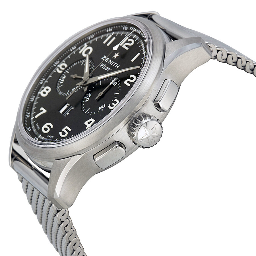 Zenith Pilot Automatic Chronograph Black Dial Stainless Steel Men's