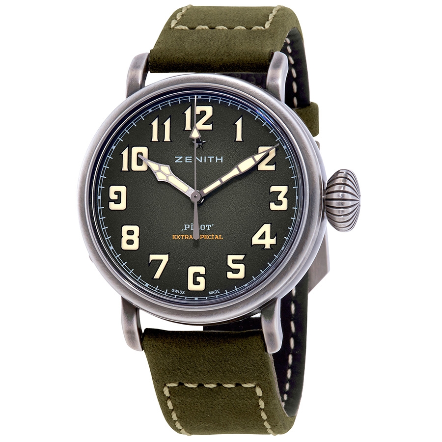 Zenith Pilot Type 20 Automatic Kaki Green Grained Men's Watch 11.1943.679/63.C800
