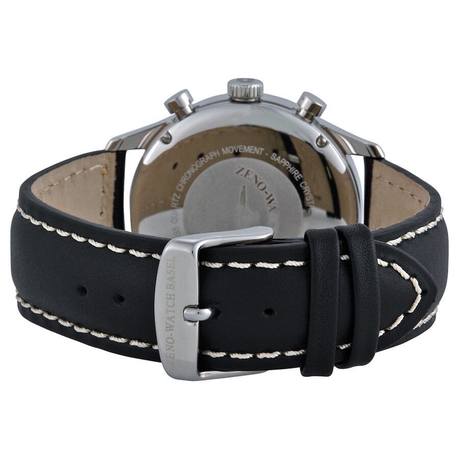 Zeno Gentlemen Chronograph Black Dial Black Leather Men's Watch 6662
