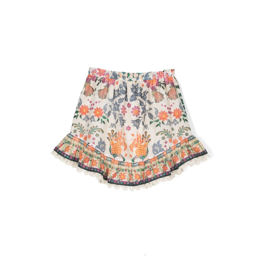 Zimmermann Cream Tropical Tropical-print Cotton Skirt In Beige