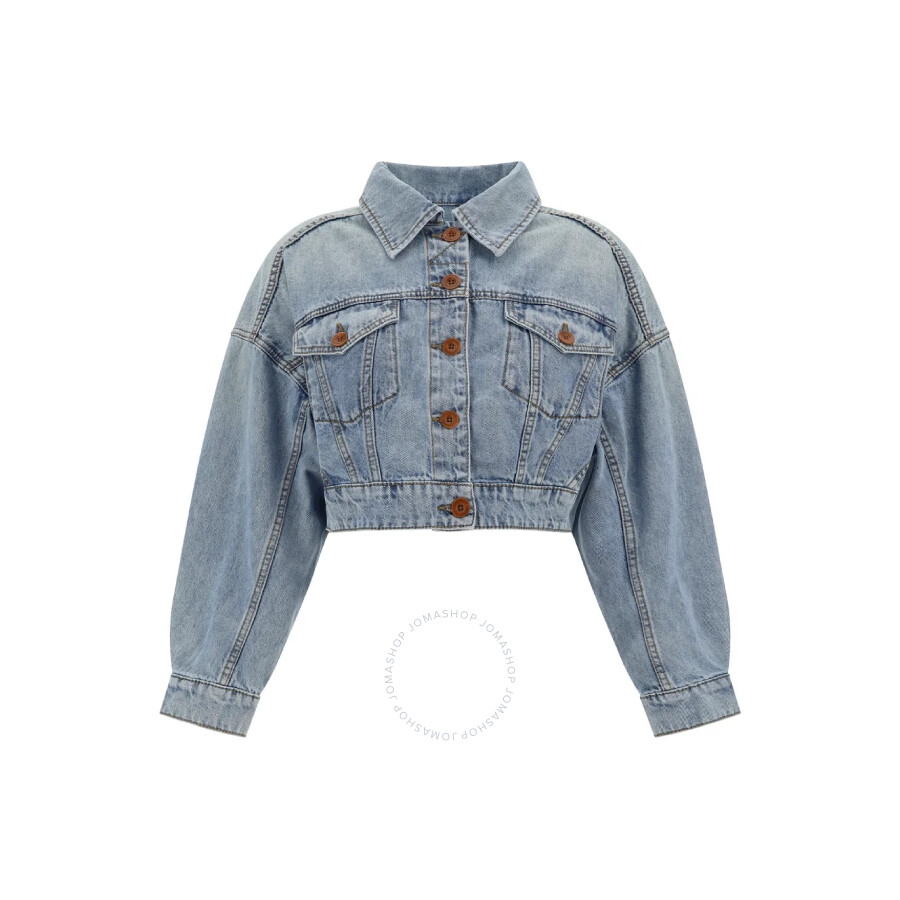Zimmermann Raie Cropped Denim Jacket In Blue