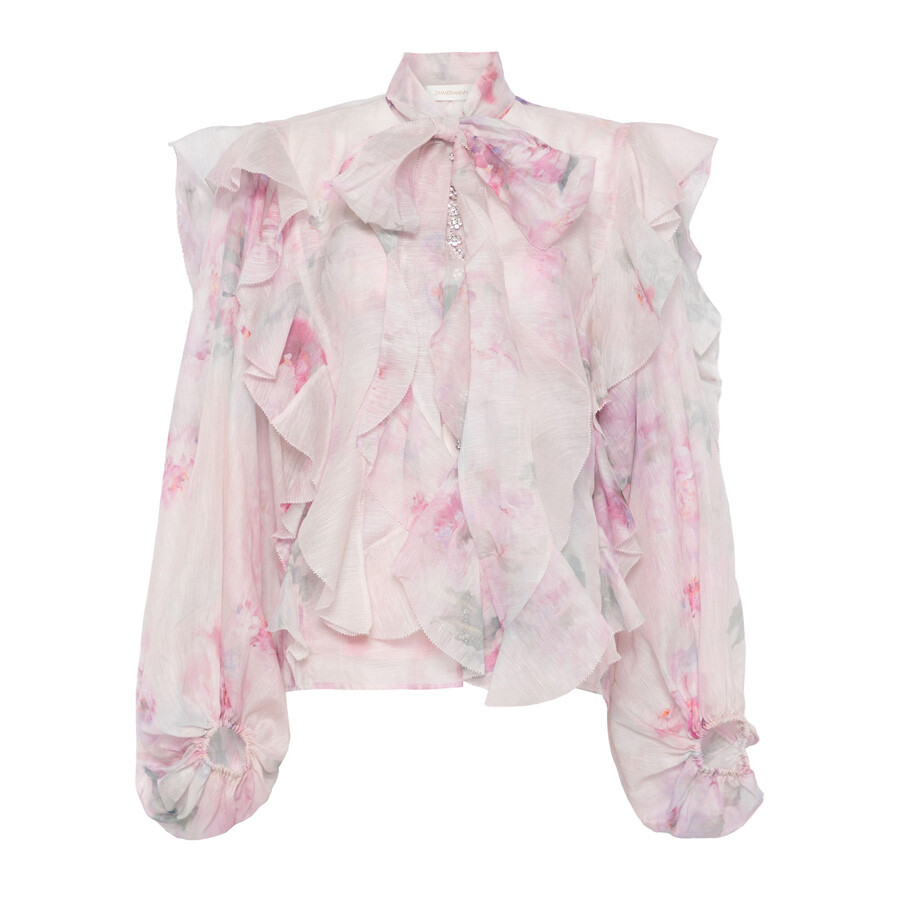 Crush Tie Neck Ruffle Blouse