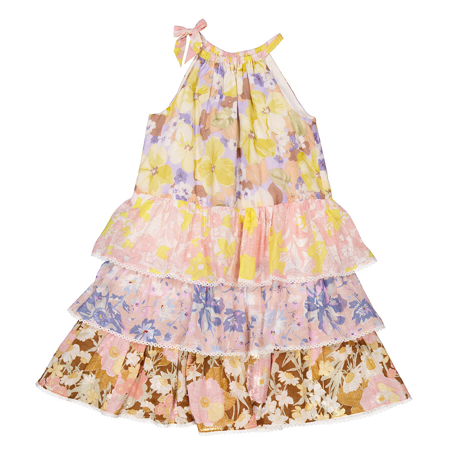 Floral Pop Tiered Halter Dress