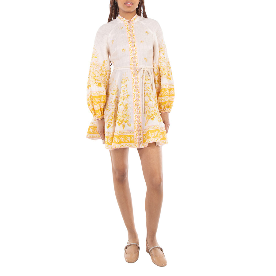 Floral-Print Buttoned Mini Dress