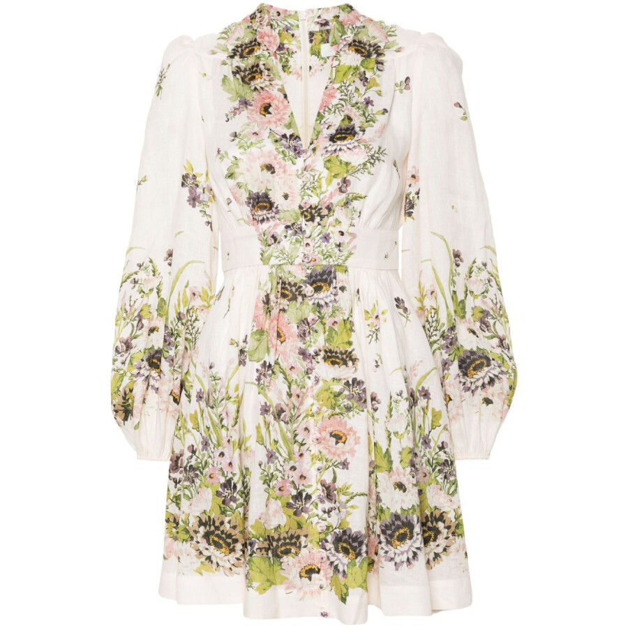 Halliday Plunge Linen Mini Dress