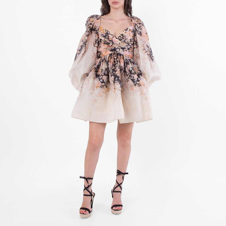 Illustration Draped Mini Dress, Size 0